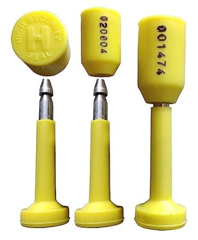 Container Seal Bolt Seal Security Seal OTL Bottle Seal Truck Seal Container Seal Lock RAIBEX-B104 Bottle Seal Yellow Color (50 Seals)1. Each Seals are Marked with Unique Numbers2. Highly Secured Container Bolt Seal with good tensile strength3. Locking PIN dia 7 mm & Locking Head 21 mm4. Sales pack contains 50 Seals5. Seal Color Yellow6. Usage :- Container Sealing, Cargo Container Locking, Train Car Sealing etc.7. Lock can be removed with heavy duty steel cutter if locked.