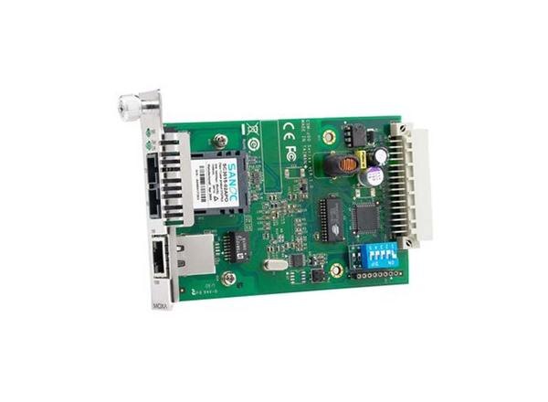 The CSM-200 slide-in Ethernet-to-fiber media converters are designed for the NRack System™. The modules provide media conversion from 10/100BaseT(X) to 100BaseFX (SC/ST connectors), and can be installed in any NRack System™ chassis● LFP (Link Fault Pass-Through) and FEF (Far End Fault) ● Two different operation modes: store-and-forward and pass-through ● Auto-negotiation ● Plug and play ● Hot-swappable ● Supports 10 KB jumbo framesProduct categoryMedia Convertersub-categoryEthernet to Fiber ConverterPartner nameMoxaSeries nameCSM-200 SeriesAttributesEthernet Port1Fiber Port1Media Converters Type	Ethernet-to-Fiber	Ethernet Interface	1 10/100BaseT(X) Ports(RJ45 connector)	Fiber Port	100BaseFX Ports(single-mode SC connector)PoE Ports	–	Combo Ports	–	Input Voltage	12 VDCIP	–	Mounting	–	Dimensions	86.8 x 124.3 x 21 mm(3.42 x 4.89 x 0.83 in)Weight	125 g (0.28 lb)	Housing	–	Operating Temperature	0 to 55°C (32 to 131°F)Warranty Period	5 years