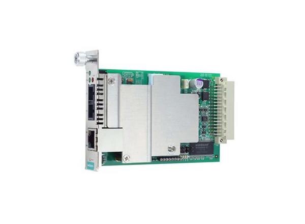 The CSM-400 Series consists of slide-in Ethernet-to-fiber managed media converters for the NRack System™. The modules provide media conversion from 10/100BaseT(X) to 100BaseFX (with SC/ST connectors), and can be installed in any NRack System™ chassis. The CSM-400 modules support LFP and FEF for easily tracing network link failures, and support store-and-forward and pass-through modes, 802.3AM OAM for remote management and monitoring, as well as WDM-type fiber modules to reduce fiber cable cost● LFP (Link Fault Pass-Through) and FEF (Far End Fault) ● Supports store-and-forward mode and pass-through mode ● Auto-negotiation ● Supports IEEE 802.3AH OAM protocol ● Plug and play ● Hot-swappable ● IP-based remote management ● Supports WDM type modulesProduct categoryMedia Convertersub-categoryEthernet to Fiber ConverterPartner nameMoxaSeries nameCSM-400 SeriesAttributesEthernet Port1Fiber Port1Media Converters Type	Ethernet-to-Fiber	Ethernet Interface	1 10/100BaseT(X) Ports(RJ45 connector)	Fiber Port	1 100BaseFX Ports(multi-mode SC connector)PoE Ports	–	Combo Ports	–	Input Voltage	12 VDCIP	–	Mounting	–	Dimensions	86.8 x 124.3 x 21 mm(3.42 x 4.89 x 0.83 in)Weight	115 g (0.25 lb)	Housing	–	Operating Temperature	-20 to 55°C (-4 to 131°F)Warranty Period	5 years