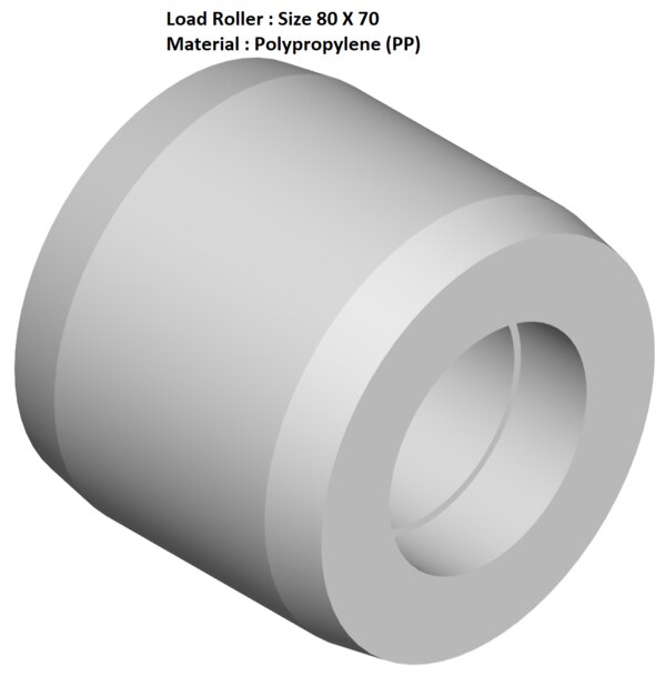 Material: PolypropyleneSize: 1. Outside Diameter : 80mm2. Width: 70mm3. Bearing : 6204ZZ, 2 Nos4. Bore Diameter : 20mm5. Material : Polypropylene - PPWe manufacture and provide high quality range of Load Roller. We complete focus in designing accurate size and dimension for perfect fitting.Specifications: High strength and quality Polypropylene wheel. Tapered profile.Wheels adaptable to pallet trucks and trolleys for transport. Ideal as a replacement for pallet truck wheels when they wear out or break.Price Policy:Price only for Roller without bearing. If you required with bearing, Charge will be extra.Range : 80 X 70Additional Information:Delivery Time: 4 - 6 Working DaysPackaging Details: Standard