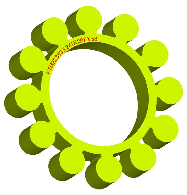 Material: Cast PolyurethaneSize: 1. OD With Petal: 353mm2. Ring OD: 241mm3. Ring Inner: 207mm4. Thickness: 58mm5. No. of Petal: 12We manufacture and provide high quality range of Spider Coupling. We complete focus in designing accurate size and dimension for perfect fitting.PTM Series Spider Range :PTM1, PTM2, PTM3, PTM4, PTM5, PTM6, PTM7, PTM8, PTM9, PTM10, PTM11, PTM12, PTM13, PTM14, PTM15, PTM16, PTM17, PTM18, PTM19, PTM20, PTM21, PTM22, PTM23 Additional Information:Delivery Time: 4 - 6 Working DaysPackaging Details: Standard