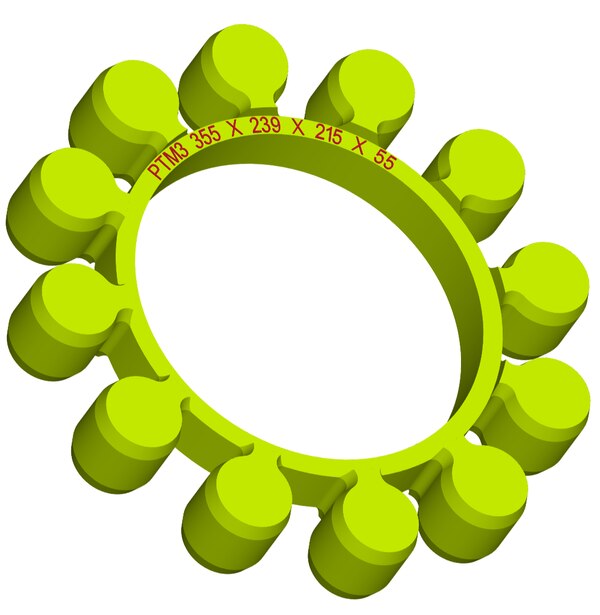 Material: Cast PolyurethaneSize: 1. OD With Petal: 355mm2. Ring OD: 239mm3. Ring Inner: 215mm4. Thickness: 55mm5. No. of Petal: 12We manufacture and provide high quality range of Spider Coupling. We complete focus in designing accurate size and dimension for perfect fitting.PTM1, PTM2, PTM3, PTM4, PTM5, PTM6, PTM7, PTM8, PTM9, PTM10, PTM11, PTM12, PTM13, PTM14, PTM15, PTM16, PTM17, PTM18, PTM19, PTM20, PTM21, PTM22, PTM23Additional Information:Delivery Time: 4 - 6 Working DaysPackaging Details: Standard