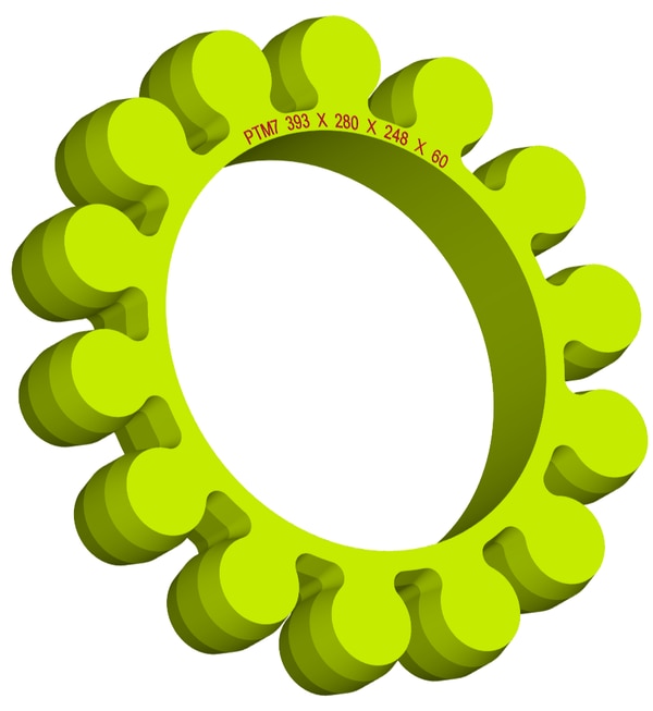 Material: Cast PolyurethaneSize: 1. OD With Petal: 393mm2. Ring OD: 280mm3. Ring Inner: 250mm4. Thickness: 60mm5. No. of Petal: 14We manufacture and provide high quality range of Spider Coupling. We complete focus in designing accurate size and dimension for perfect fitting.PTM1, PTM2, PTM3, PTM4, PTM5, PTM6, PTM7, PTM8, PTM9, PTM10, PTM11, PTM12, PTM13, PTM14, PTM15, PTM16, PTM17, PTM18, PTM19, PTM20, PTM21, PTM22, PTM23Additional Information:Delivery Time: 4 - 6 Working DaysPackaging Details: Standard