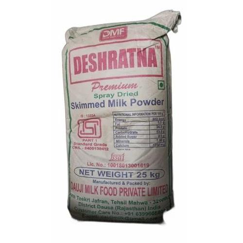 Deshratna is a leading manufacturer of skimmed milk powder in India. With a commitment to quality and customer satisfaction, the company has been able to establish a strong foothold in the market. The company sources its milk from the best dairies in the country and uses state-of-the-art manufacturing facilities to produce milk powder that is of the highest quality. Deshratna's milk powder is rich in calcium and protein, and is a great source of nutrition for both adults and children. The company offers a wide range of milk powder products, and has something to suit every need and budget. With a Deshratna milk powder, you can be sure that you are getting the best possible value for your money.Deshratna skimmed milk powder is a nutritious and delicious powder that can be used to make a variety of milk-based drinks. It is made from 100% natural milk and is rich in protein, calcium and other essential nutrients. It is also low in fat and cholesterol, making it a healthy choice for those looking to improve their health.Products Details :- Packaging Type BagBrand DeshratnaPackaging Size 25 KgType Spray DriedShelf Life 12 MonthFat 1.5gProtein 34.0gForm PowderProtein 344.0gCarbohydrate 53.0gEnergy 300kcalAdded Sugar 0.0gMineral 1.0gCalcuim 12.50mgPremium Spray DriedManufactured & Packed By: Dau Ji Milk Food Private LimitedStandard Grade