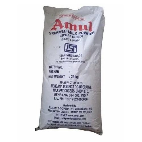 Amul is a leading manufacturer of skimmed milk powder in India. The company has a strong presence in the market with a wide range of products that cater to the needs of different segments of the population. Amul has a state-of-the-art manufacturing facility that is capable of producing high quality milk powder. The company has a team of experienced and skilled professionals who are committed to providing the best possible products and services to their customers. Amul is committed to providing the best possible value for money to its customers and offers a wide range of products at competitive prices.Amul skimmed milk powder is a healthy and delicious way to get your daily dose of calcium and protein. It is made from skimmed milk that is spray-dried and contains no added sugar or artificial sweeteners. This powder is easy to mix with water or milk, and can be used in baking or as a topping on cereal or fruit.Products Details :-Brand AmulPackaging Type BagPackaging Size 25 KgType Spray DriedShelf Life 18 MonthFat 1.0gForm PowderGrade Standard