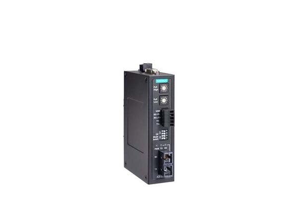  ● 3-way communication: RS-232, RS-422/485 and fiber ● Rotary switch to change the pull high/low resistor value ● Extends RS-232/422/485 transmission ● 40 km with single-mode or 5 km with multi-mode ● -40 to 85°C wide-temperature range models available ● C1D2, ATEX, and IECEx certified for harsh industrial environmentsProduct categoryMedia Convertersub-categorySerial to Fiber ConverterPartner nameMoxaSeries nameICF-1150 SeriesAttributesSerial Port1Fiber Port1Media Converters Type	Serial to Fiber Converter	Serial Interface	2 RS-232, RS-422,RS-485	Fiber Port	1PoE Ports	–	Combo Ports	–	Input Voltage	–IP	IP30	Mounting	DIN-rail mounting	Dimensions	30.3 x 70 x 115 mm(1.19 x 2.76 x 4.53 in)Weight	330 g (0.73 lb)	Housing	Metal	Operating Temperature	0 to 60°C (32 to 140°F)Warranty Period	5 years