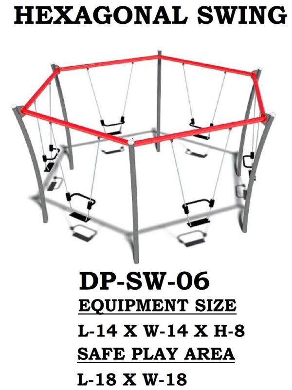 EQUIPMENT MANUFACTURE WITH LLDPE, GI PIPE & SHEET, POWDER COATING, SWING BEARING ASSEMBLIES RUBBER COATED SWING CHAINS, LLDPE SWING SEATS.