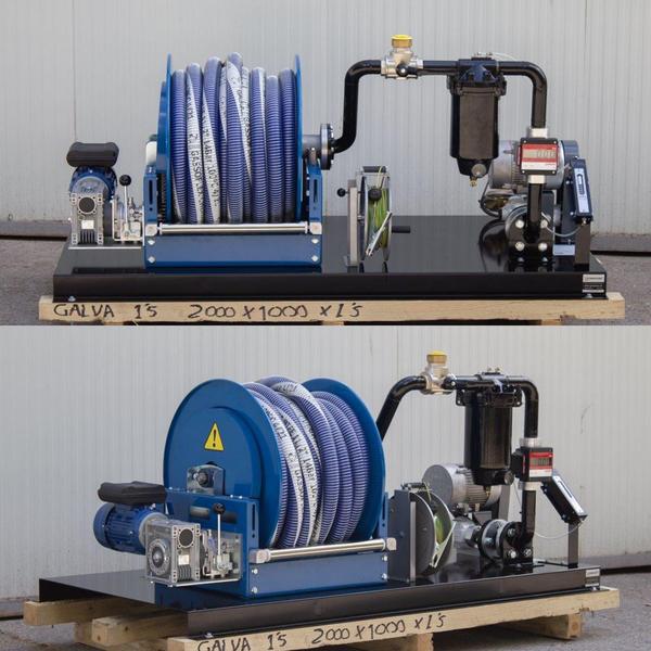 The GESPASA portable kit is a compact, independent and smooth equipment that it is specially designed for the micro-filtered and dry fuel supply.System flow: 44 l/minMaximum pressure: 1.9 barIt is composed of:Self-suction pump for diesel or petrolEarth cable with clamp (ATEX pump)Polyamide nozzle holderAutomatic nozzle for diesel or petrol4 m Ø19 mm suction hoseWater absorbent filter with a filtering cartridge state warning or fuel microfilter (according to the model)Electronic meter with Viton joints (according to the model)Hose-reel (according to the model)Stainless steel connections