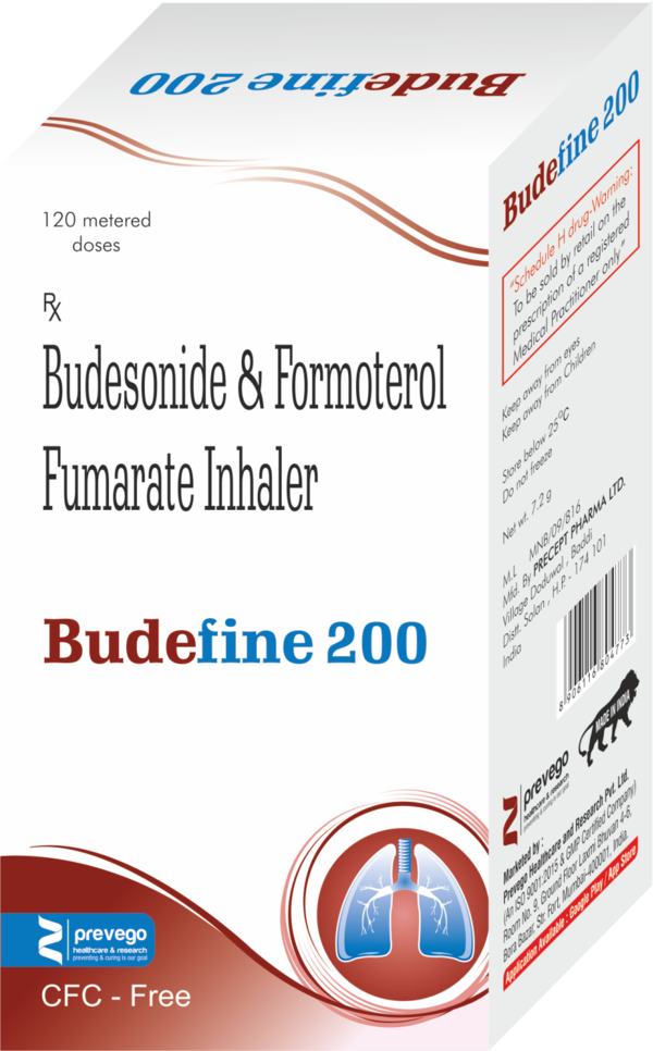 Budefine 200 Inhaler is used to prevent the symptoms of asthma (wheezing and shortness of breath). It is a steroid and is known as a