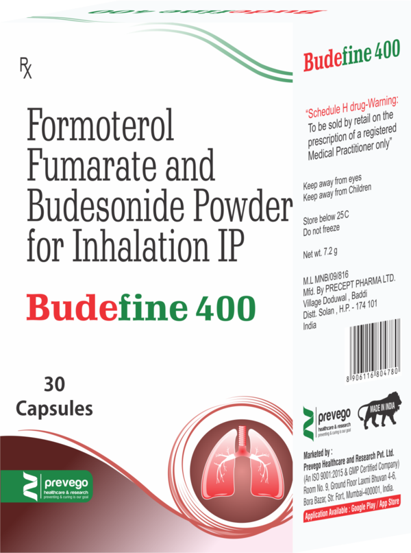 Budefine 400 Inhaler is used to prevent the symptoms of asthma (wheezing and shortness of breath). It is a steroid and is known as a