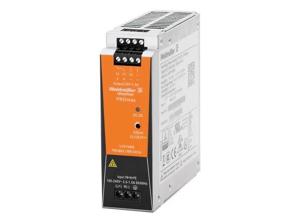  ● Input : 1 – Phase ● Output : 24 VDC-5 A ● Output Power :120W ● High performance and durableProduct categoryPower SuppliesPartner nameWeidmullerSeries namePROmaxAttributesOutput Voltage (V DC)24Output Current (A DC)5Output Power (Watt)120AC Input Type1-Phase