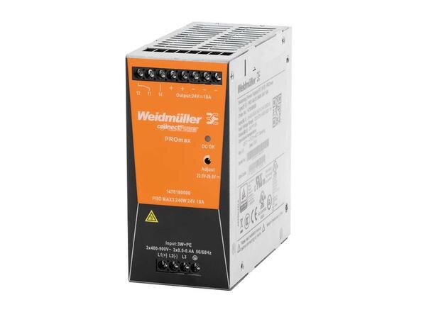 ● Input : 1 – Phase ● Output : 24 VDC-10 A ● Output Power :240W ● High performance and durableProduct categoryPower SuppliesPartner nameWeidmullerSeries namePROmaxAttributesOutput Voltage (V DC)24Output Current (A DC)10Output Power (Watt)240AC Input Type1-Phase