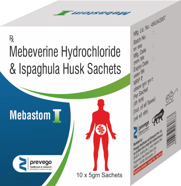 Mebastom I Tablet is a prescription medicine used to treat and relieve symptoms of irritable bowel syndrome such as stomach pain and spasm, cramps in the abdomen, gas, bloating, and changes in bowel habits. This medicine relaxes muscles of the intestine and relieves spasms.