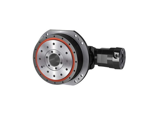 Right angle input type precision reduction gearhead model (Hollow shaft Series) The RD2 series intruduces the right angle type as a new input option. The right angle input allows for the creation of lower profile designs to be set up in smaller spaces. Especially useful for turn table applications, the right angle input type maintains high accuracy positioning while allowing for space saving, low profile designs.