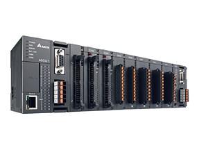 The Delta Compact Modular Mid-range PLC AS Series is a high performance multi-purpose controller designed for all kinds of automated equipment. It features Delta's self-developed 32-bit SoC CPUs for enhanced execution speed (40 k steps/ms) and supports up to 32 extension modules or up to 1,024 inputs/outputs. The AS series provides accurate positioning control for up to 8 axes via the CANopen motion network and max. 6 axes via pulse control (200 kHz). It is widely used in diverse automated equipment such as electronics manufacturing, labeling, food packaging, and textile machines.● New 32-bit SoC (System on Chip) CPU to enhance execution speed(40 k steps/ms)● Positioning control function for up to 8-axis motion control via CANopen / 6-axis 200 kHz pulse control● Robust non-backplane design and patented DIN rail clips for vertical module installation and replacement●ISPSoft editing software for programming, hardware configuration, network communication, system diagnostics, and positioning planning● New 32-bit SoC (System on Chip) CPU● Max. I/O: 1,024● Program capacity: AS300 series 128k steps, AS200 series 64k steps● Data registers: 60k words● Extension modules: max. 32 (analog modules: max.16 / communication modules: max. 4)● Execution speed: up to 40 k steps/msBasic instruction (LD): 25 nsApplication instruction (MOV): 0.15 μs● The abundant selection of DIO modules, AIO modules, temperature modules, load cell modules, and function cards.