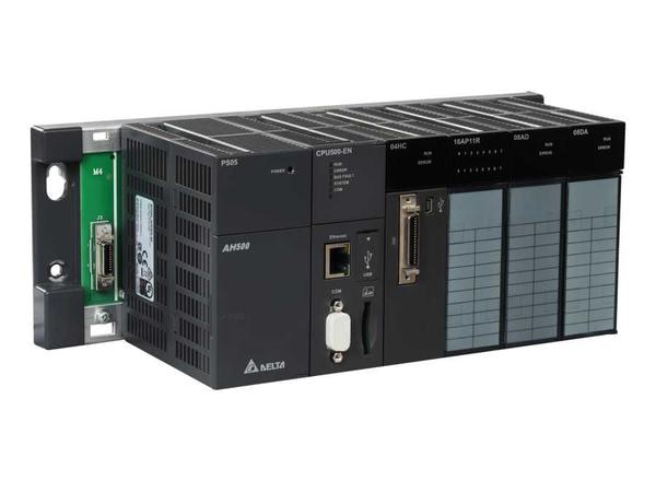 AH Series PLC provides automation solutions for high-level applications. The combination of modularized hardware structure, advanced functions, and highly integrated software provides a system solution for process control applications. In addition to various function blocks (FB), excellent price/performance, and an abundant selection of extension modules, AH Series PLC also provides multi-axis motion control via motion networks, such as EtherCAT, to perform high-speed, high-precision machine control. The exceptional system expandability also greatly reduces the system cost for a broad range of applications.● Highly integrated software ISPSoft: Graphical Interface with 5 programming languages● Enhanced flexibility: Max. 100m between 2 local extension racks● Improved maintainability: Hot-swapping function keeps the system running● Utilizes 32-bit processor● Excellent program execution speed: LD instruction execution speed 0.02µs● Max. I/O points:DIO: Max. 4,352 pointsAIO: Max. 544 channelsRIO: 100,000 points● Program capacity: Max 384k steps (1.5MB)● Data register (D+L) 256k words● CPU built-in with fully isolated RS-232/422/485, Mini USB, Ethernet, full-size standard SD(standard CPU)/SDHC(advanced CPU) card slot●The abundant selection of DIO modules, AIO modules, temperature control modules, network modules, pulse-train modules, and DMCNET / EtherCAT motion control modules