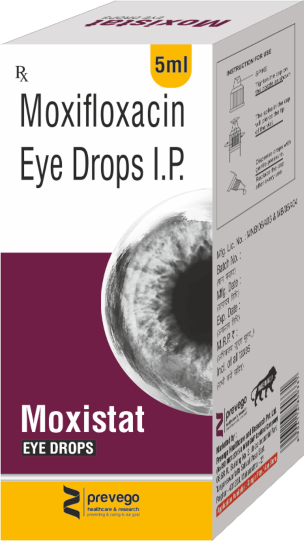 MOXISTAT Drop is an antibiotic, used in the treatment of bacterial infections of the eye. It relieves the symptoms of the infection by stopping the further growth of the causative microorganisms.MOXISTAT Drop is for external use only. Take it in the dose and duration as advised by your doctor