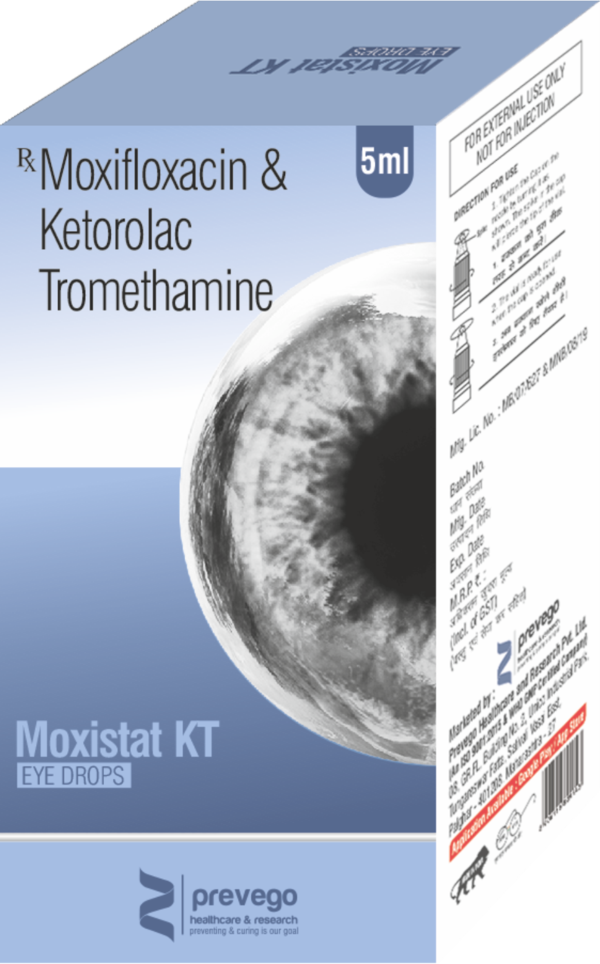 Moxistat KT Drop is a combination of two medicines. It is used in treating infections of the eyes. It stops the growth of the infection-causing microorganisms. This way it relieves pain, itching, inflammation, discomfort, and irritation caused by the infection.MOXISTAT KT Drop is strictly advised to use only in the eyes. Use it in the dose and duration advised by your doctor. Apply it only on the affected eye.