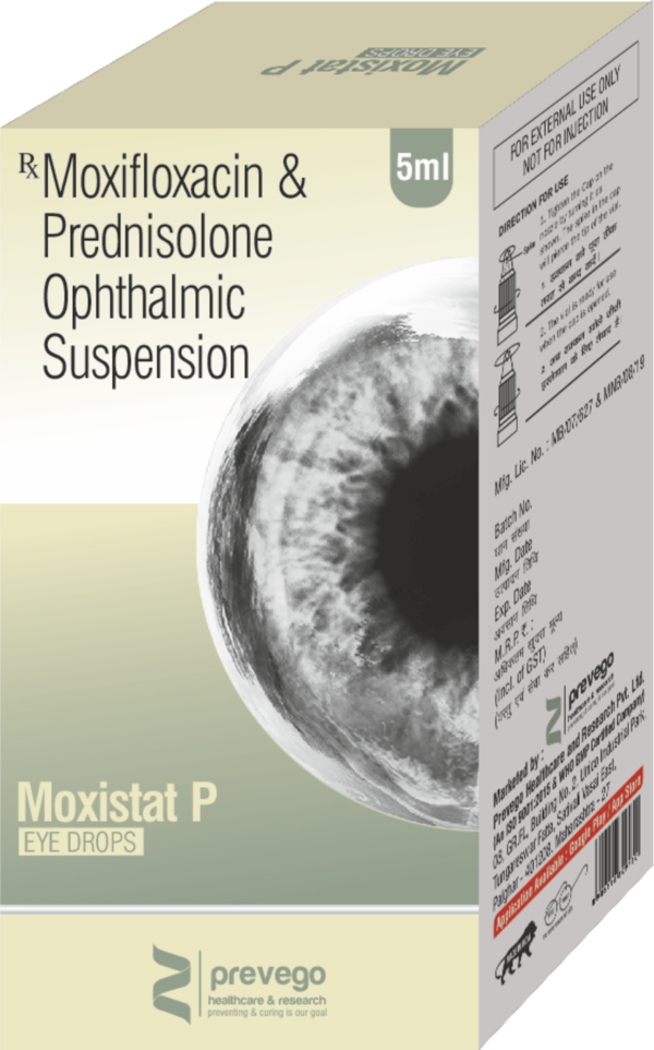 MOXISTAT P Drop is a combination of two medicines used in the treatment of bacterial eye infections. It kills and stops the multiplication of bacteria that causes infection. This way it helps in relieving redness, itching, and swelling.MOXISTAT P Drop is to be used only in the affected eye in the dose and duration as advised by the doctor. Wash your hands before using this medicine. It is advised to check the label for directions before use.