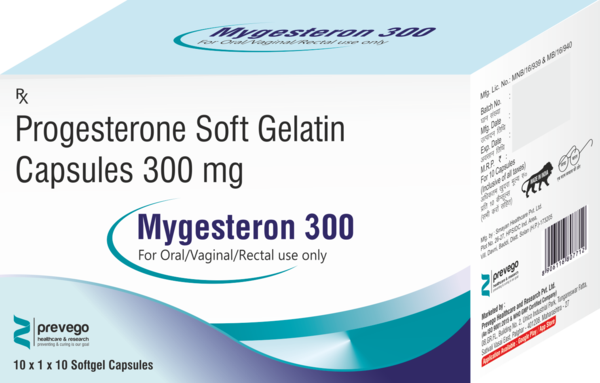 MYGESTERON 300mg Tablet is a natural female sex hormone, progesterone. It is used to treat menstrual and pregnancy-related issues that are caused due to hormonal imbalance.MYGESTERON 300mg Tablet is also prescribed along with estrogen as a part of hormonal replacement therapy for preventing endometrial hyperplasia (thickening of the lining of the uterus). It should be taken without food, preferably in the evening or at bedtime. It should be taken at the same time each day to get the most benefit.