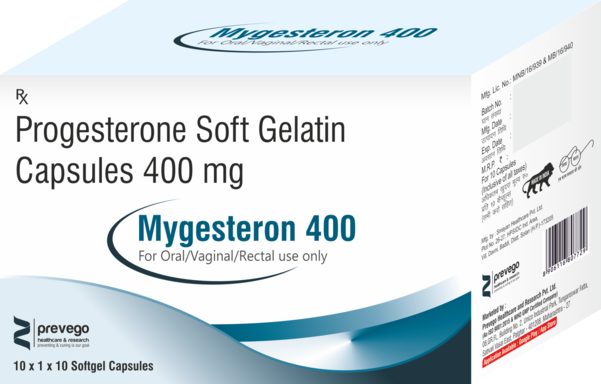 MYGESTERON 400 Soft Gelatin Capsule is a natural female sex hormone, progesterone. It is used to treat menstrual and pregnancy-related issues that are caused due to hormonal imbalance.MYGESTERON 400 Soft Gelatin Capsule is also prescribed along with estrogen as a part of hormonal replacement therapy for preventing endometrial hyperplasia (thickening of the lining of the uterus). It should be taken with food. It should be taken at the same time each day to get the most benefit. You should continue taking it for as long as your doctor has told you to, even if you feel well.