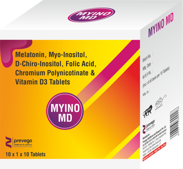 MYINO MD3 Tablet is used to treat polycystic ovarian syndrome (PCOS). It helps to correct menstrual cycle and hormonal imbalance in the body to achieve ovulation. It promotes weight loss by improving metabolism and also regulates the level of calcium in the body to keep the bones strong