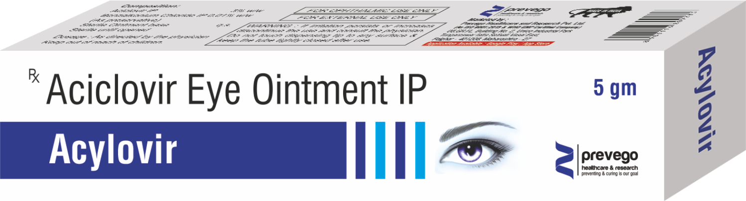 ACYLOVIR Eye Ointment is an antiviral medicine which treats eye infections caused by Herpes simplex virus. It works by preventing the multiplication of the virus on the surface of your eyeball (cornea). This stops the production of new viruses and clears up your eye infection.ACYLOVIR Eye Ointment is for external use only. Use it in the dose and duration as advised by your doctor. Wash your hands before and after applying the medicine