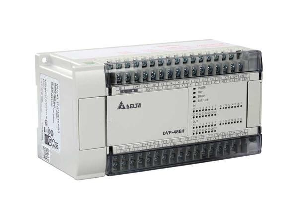 The new generation DVP-EH3 PLC is the high-end model of the Delta DVP-E series. It provides larger program capacity and data registers for more demanding and complex applications.● Excellent Motion ControlHigh-speed pulse output: 4 sets of 200kHz pulse output (DVP40/48/64/80EH00T3)Supports max. 4 hardware 200kHz high-speed countersIncreases many motion control instructions to meet the applications that require high-speed and high-precisionpositioning control such as labeling machines, packaging machines, and printing machinesOffers linear / arc interpolation motion controlProvides up to 16 external interrupt pointers● Complete Program ProtectionAuto backup function to prevent losing programs and data even when the battery runs outThe second copy function provides a backup for extra insurance in the event that one set of programs and data are damagedUp to 4-level password protection protects your source programs and intellectual property● CPU + ASIC dual processors support floating point operations.● The max. execution speed of basic instructions is able to reach 0.24μs. Flexible Function Extension Modules & Cards● The multiple selections of extension modules and function cards provide analog I/O, temperature measurement, additional single-axis motion control, high-speed counting, 3rd serial communication port, and Ethernet communication card are available.● HSC : 1-phase – 4 points – 200KHz & 2-phas – 4 points – 200KHz