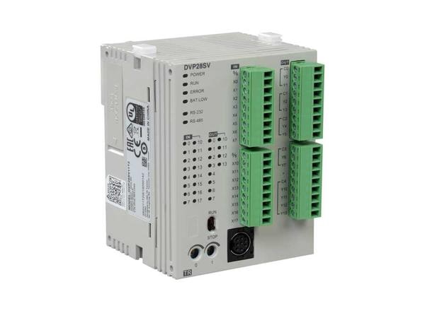 The new generation DVP-SV2 PLC is the high-end model of the Delta DVP-S series. It provides larger program capacities and data registers for more demanding and complex applications.● High-speed pulse output: 4 sets of 200kHz pulse output● Supports max. 4 hardware 200kHz high-speed counters● Increases many motion control instructions to meet the applications that require high-speed and high-precision positioning● Offers linear / arc interpolation motion control● Provides up to 16 external interrupt pointers● Complete Program Protection● Auto backup function to prevent losing programs and data even when the battery runs out● The second copy function provides a backup for extra insurance in the event that one set of programs and data are damaged● Up to 4-level password protection protects your source programs and intellectual property● Supports DVP-S series left-side and right-side modules● Add new ETHRW instruction for Ethernet communication● Built-in high speed counter : 1-phase – 4 points 200KHz & 2-phase -4 points 200KHz