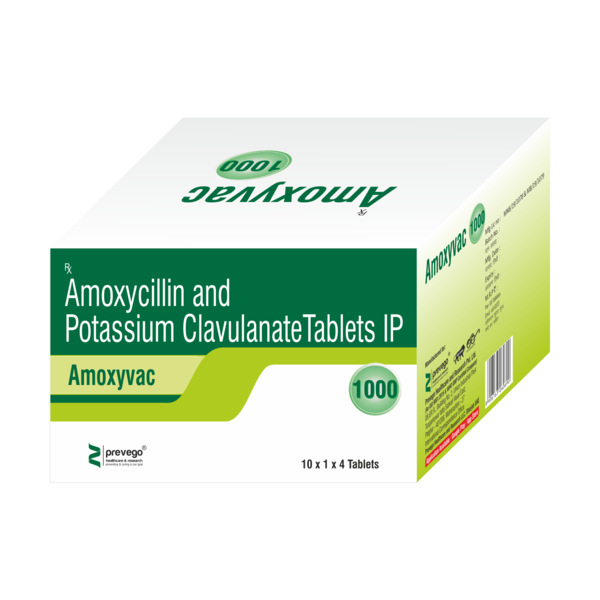 AMOXYVAC 1000 Tablet is a combination medicine used in the treatment of bacterial infections. It works by stopping the growth of microorganisms and killing the existing ones that cause the infection.