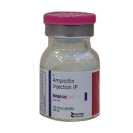 AMPIVAC 500mg Injection is a penicillin-type antibiotic used to treat a variety of bacterial infections of the skin, bones and joints, respiratory tract (e.g. pneumonia), urinary tract, gastrointestinal tract, brain (e.g, meningitis), heart, blood, and others.AMPIVAC 500mg Injection is given as a drip (intravenous infusion) or as an injection directly into a vein or a muscle under the supervision of a healthcare professional.
