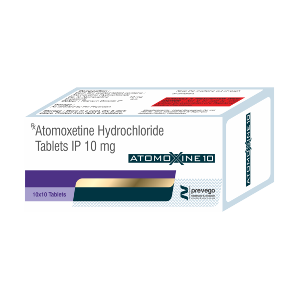 ATOMOXINE 10 Tablet is a medicine used in the treatment of attention deficit hyperactivity disorder (a behavioral disorder in children marked by poor concentration, hyperactivity, and learning difficulties). It helps to improve attention span, concentration and reduces impulsive behavior.ATOMOXINE 10 Tablet may be taken with or without food. It is advised to take this medicine at a fixed time each day to maintain a consistent level in the blood.