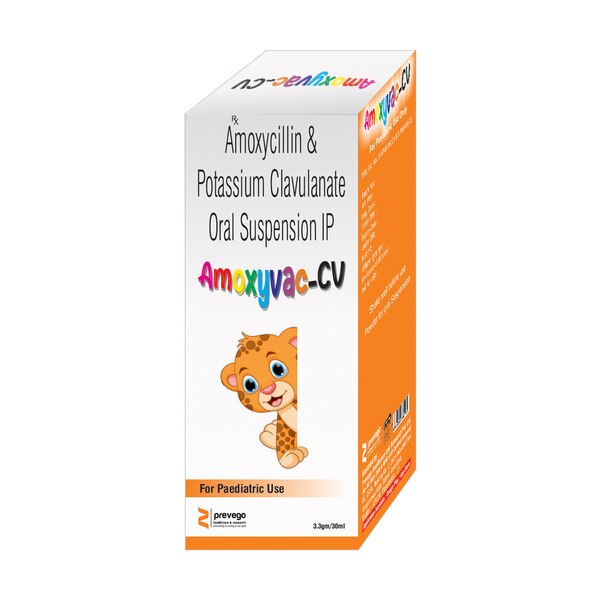 AMOXYVAC CV is an antibiotic medicine that helps treat bacterial infections of the ear, nose, throat, chest, lungs, teeth, skin, and urinary tract. It is capable of killing bacteria that have become resistant to other therapies and thus also helps treat tuberculosis that is resistant to other treatments.