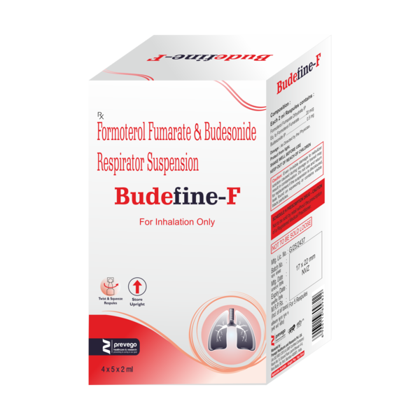 BUDEFINE F RESPULES 2ml is a combination of two medicines in one inhaler. It relieves the long-term symptoms of asthma and COPD, making breathing easier. It works by inhibiting the release of certain chemical messengers that cause inflammation (swelling) and relaxes the muscles in the airways.