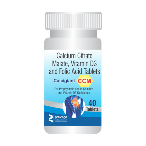 CALCIGIANT CCM Tablet is a combination of three nutritional supplements. It is used in the treatment of calcium and vitamin D deficiency. It is important for maintaining strong bones and helps prevent bone disorders.