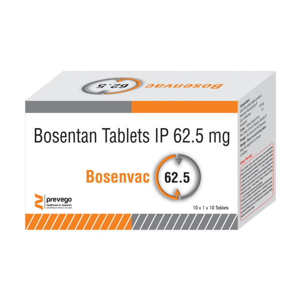 BOSENVAC 62.5 Tablet is a prescription medicine used to treat pulmonary arterial hypertension (high pressure in the blood vessels that carry blood from the heart to the lungs). It even helps to improve your quality of life, exercising ability and delay in disease progression