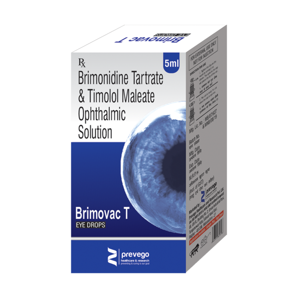 BRIMOVAC T Drop is a prescription medicine used for the treatment of pressure in the eyes (ocular hypertension) and glaucoma. It works by decreasing the pressure of fluid in the eye (aqueous humor), which helps in lowering the increased eye pressure.BRIMOVAC T Drop is to be used only in the affected eye in the dose and duration as advised by the doctor