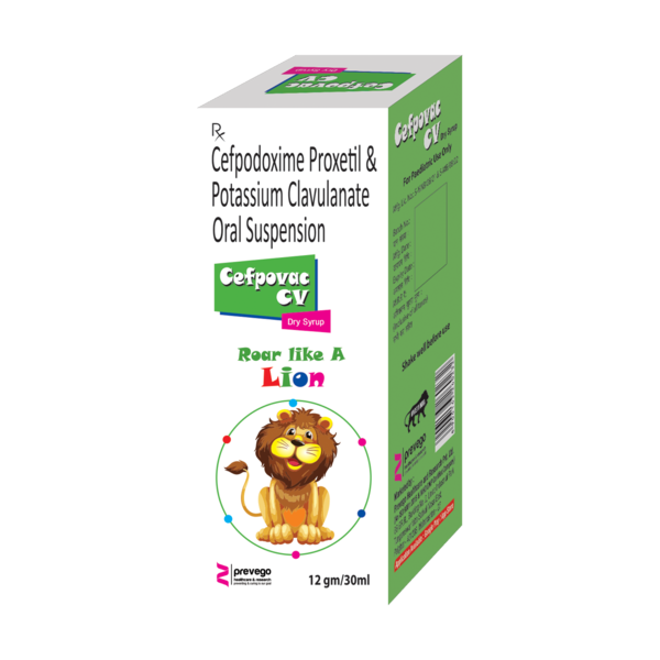 CEFPOVAC CV is a potent antibiotic made up of two active medicines. It is given to children to treat a wide range of severe bacterial infections targeting the ear, throat, lungs, skin, and urinary tract. It works by inhibiting the growth of bacteria thereby preventing the infection spread.