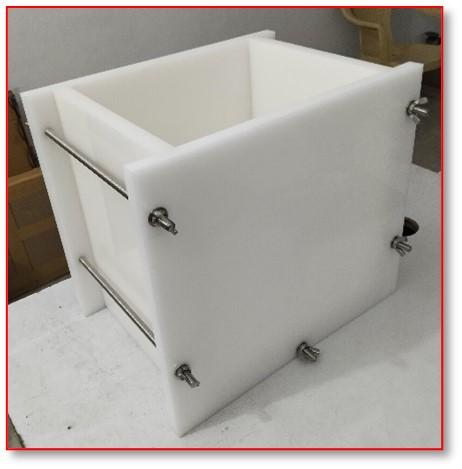 We are Reliable Manufacturers and Suppliers of Soap HDPE Cube Mould in Coimbatore, Tamilnadu, South India.
HDPE Cube Mould made in 20mm Thick HDPE to make the Cube Mould as sturdy and long durable product.
Cube Mould Can be Customized from 15kg to 30kg.
In this Loaf Mould Users can make 100g,125g and 150g soaps and can make square soaps as well Rectangle Soaps.
All the parts in this Cube mould are Easy Assemble and removable type.
This Cube mould comes with Screw rods to keep the mould in its position and for handling Purpose.
This Cube mould requires Liner for cold process soaps, But for Hot process and M&P soaps liner not Required.
This Cube mould is high heat resistant, long durable, easy to clean and easy to assemble.
This Cube mould is very much suitable for bulk soap making.
Specification: -
Slab mould Dimension – Varies As per Requirement.
Standard Inner Dimension for 100gms Rectangle soaps.
20kg Cube mould – 285 x 245 x 305mm