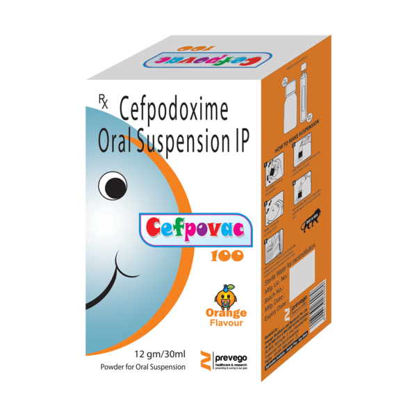 CEFPOVAC 100mg is an antibiotic medicine. It is commonly given to children for the treatment of a wide range of bacterial infections targeting the ears, eyes, nose, throat, lungs, skin, gastrointestinal tract, and urinary tract. It is also effective in treating typhoid fever in children and adolescents.