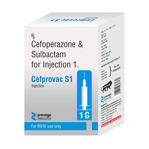 CEFPROVAC S 1 Injection is a combination medicine. It is prescribed to treat various types of bacterial infections. It fights against the microorganisms to prevent their growth and further spread of the infection.