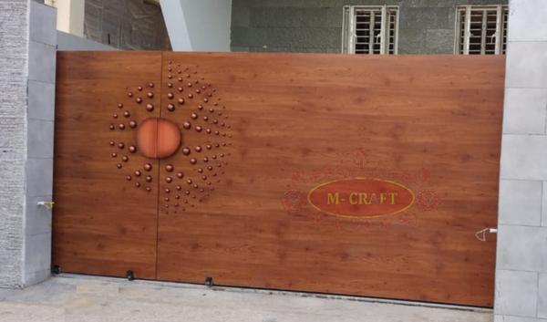 M-CRAFTHPL SLIDING MAIN GATE AND WICKET GATE WITH MS-HOT DIP GALVANIZATION AND MRF PU PAINT FINISHING.
