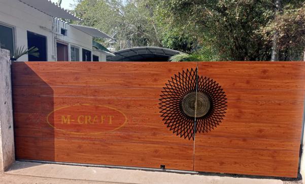 M-CRAFTHPL SLIDING MAIN GATE WITH MS-HOT DIP GALVANIZATION AND MRF PU PAINT FINISHING.