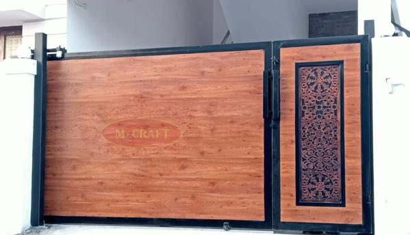 M-CRAFTHPL SLIDING MAIN GATE AND WICKET GATE WITH MS-HOT DIP GALVANIZATION AND MRF PU PAINT FINISHING.