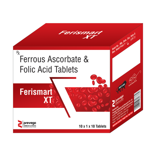 FERISMART XT Tablet is a combination of two medicine used for treatment of iron deficiency and anemia. It helps the body make healthy new cells and maintain iron level in the blood.FERISMART XT Tablet can be taken with or without food.