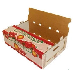 Board Grade(No. Of Ply)	Single Wall 3 PlyApplication	Fruit Packaging BoxShape	RectangularWeight Holding Capacity (Kg)	< 5 KgStyle of Corrugated box	Telescope typeType of Printing	Lithography/OffsetPaper Grades(Outer / Inner Liners)	Partly Recycled Liner PaperMaterial Grade(GSM)	140/150 GSMColor	Multi ColorMaterial Thickness	0-3 mmSurface Coating	Laminated CoatingSpecial Finish	EmbossingProperty	Food Grade, BiodegradableCountry of Origin	Made in IndiaThese Customized Printed Fruit box units of our firm are sturdier in nature and available in different sizes. These fruit boxes are eye catchy in look and offered in perforated form. These fruit boxes are finely finished and do not make scratches on the soft surfaces of fruits and vegetables. Moreover, we charge lesser price for fruit boxes. Features:Weather proofWideperforated