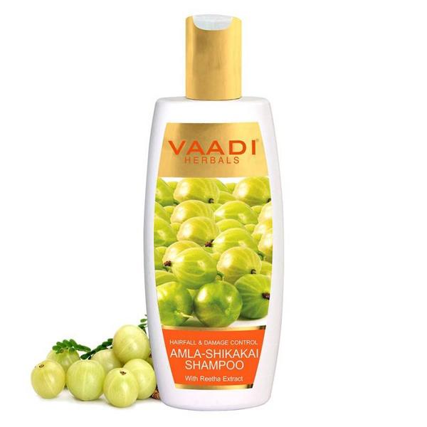 An expert remedy for hair-fall condition, Vaadi Herbals amla shikakai hair fall and damage control shampoo follows a triple-action plan- promoting healthy scalp, strengthening hair roots and deep-conditioning hair. Shikakai and Reetha keep the scalp free of infections. Amla strengthens and stimulates hair follicles, thus controlling hair fall and promoting hair growth.Ingredients:Coconut Oil Derivatives (Cocos Nucifera Oil), Amla Extract (Phyllanthus Emblica), Shikakai Extract (Acacia Concinna), Reetha Extract (Soapnuts), Triphla Extract (Emblica Officinalis), Aloe Vera Extract ( Aloe Vera Callus Extract), Organic Honey ( Mel Extract), Soya Protein (Hydrolyzed Soy Protein), DM Water (Aqua)How to use:Apply Vaadi Shampoo On Wet Scalp AndHair. Massage gently and wash.