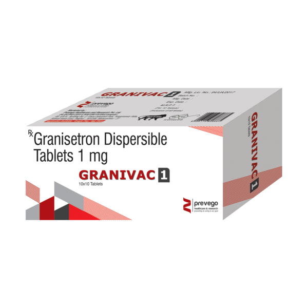 GRANIVAC 1 Tablet is an antiemetic medicine commonly used to control nausea and vomiting caused due to any surgery, cancer drug therapy, or radiotherapy.GRANIVAC 1MG Tablet will not relieve other side effects associated with cancer treatments. It also has little effect on vomiting caused by motion sickness