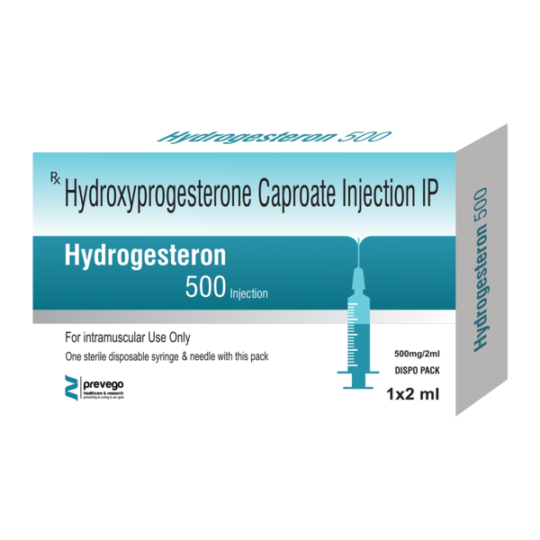 HYDROGESTERON 500MG Injection is used to prevent premature labor in pregnant women in order to reduce the risk of giving birth too early (preterm birth). It prevents miscarriage and lowers the risk of premature birth in women who have had one premature delivery in the past.