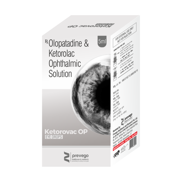 KETOROVAC OP Eye Drop is a combination of two medicines used in the treatment of allergic conjunctivitis. It relieves redness, itchiness, and swelling of the eye and provides temporary relief from burning sensation and discomfort.